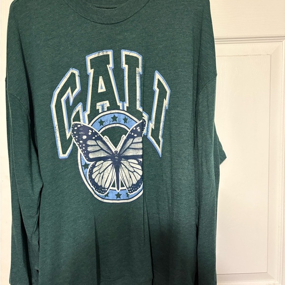 Rebellious One Tops - Rebellious One Teal Graphic Sweatshirt